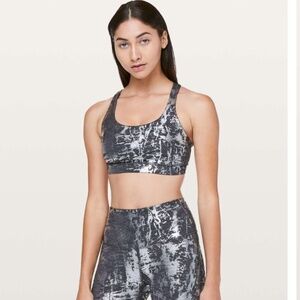 Lululemon Energy Bra Crinkle Heather Brindle High Shine Foil Sports Bra Size 10